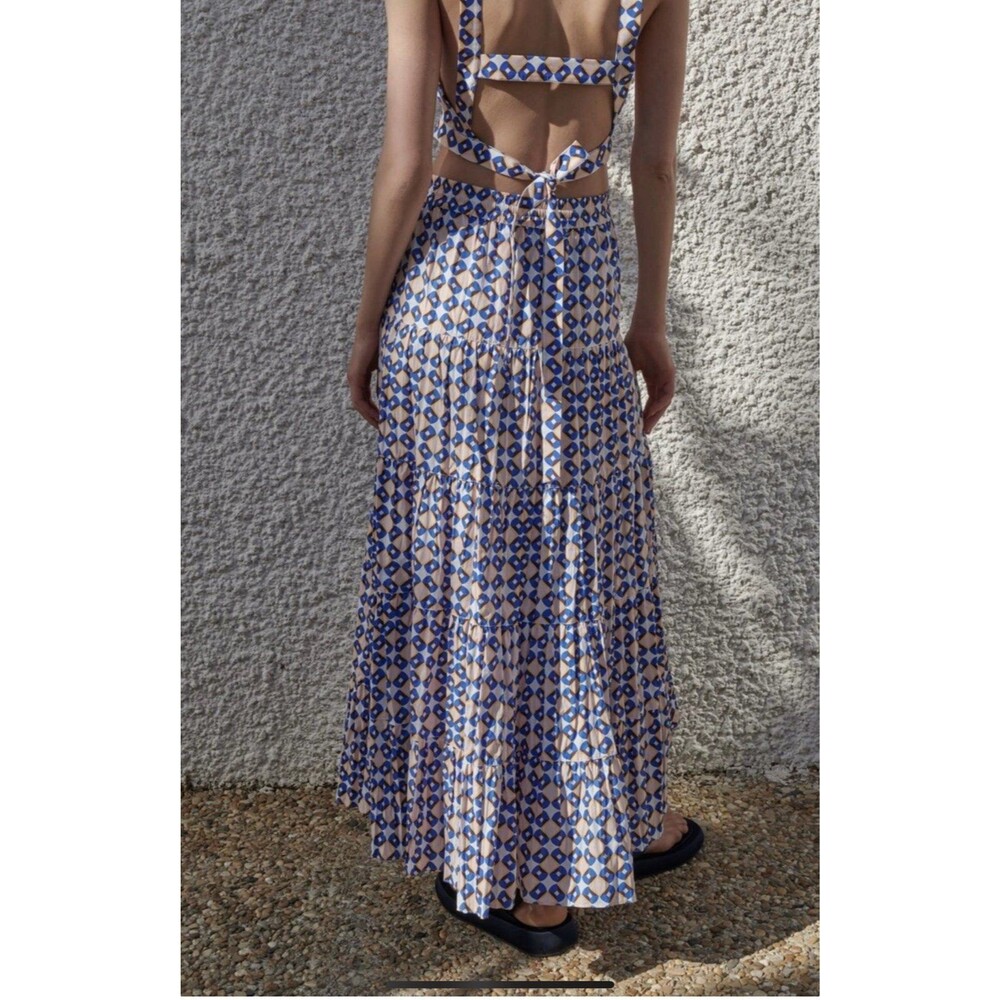 ZARA Geometric Print Maxi Skirt Women’s Size S Pockets Summer Vacation - Picture 4 of 12